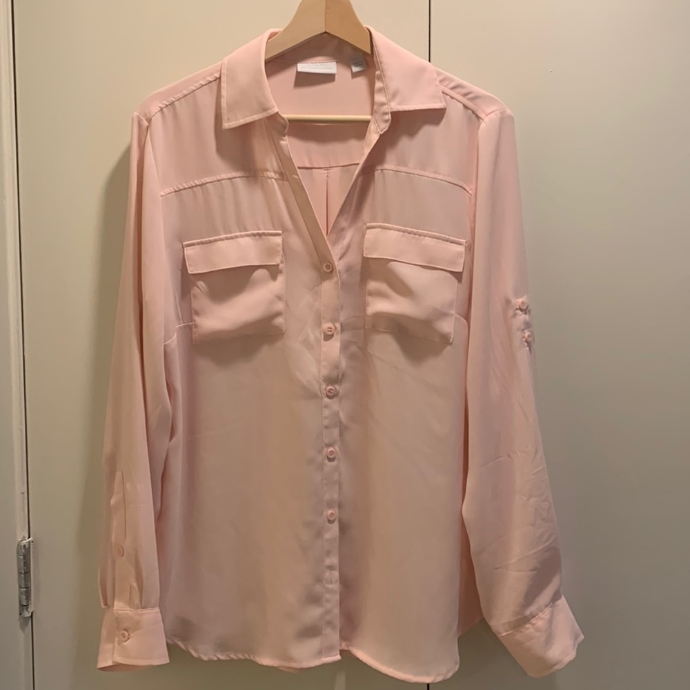 Pink long sleeve New York & Company blouse.  Size L.